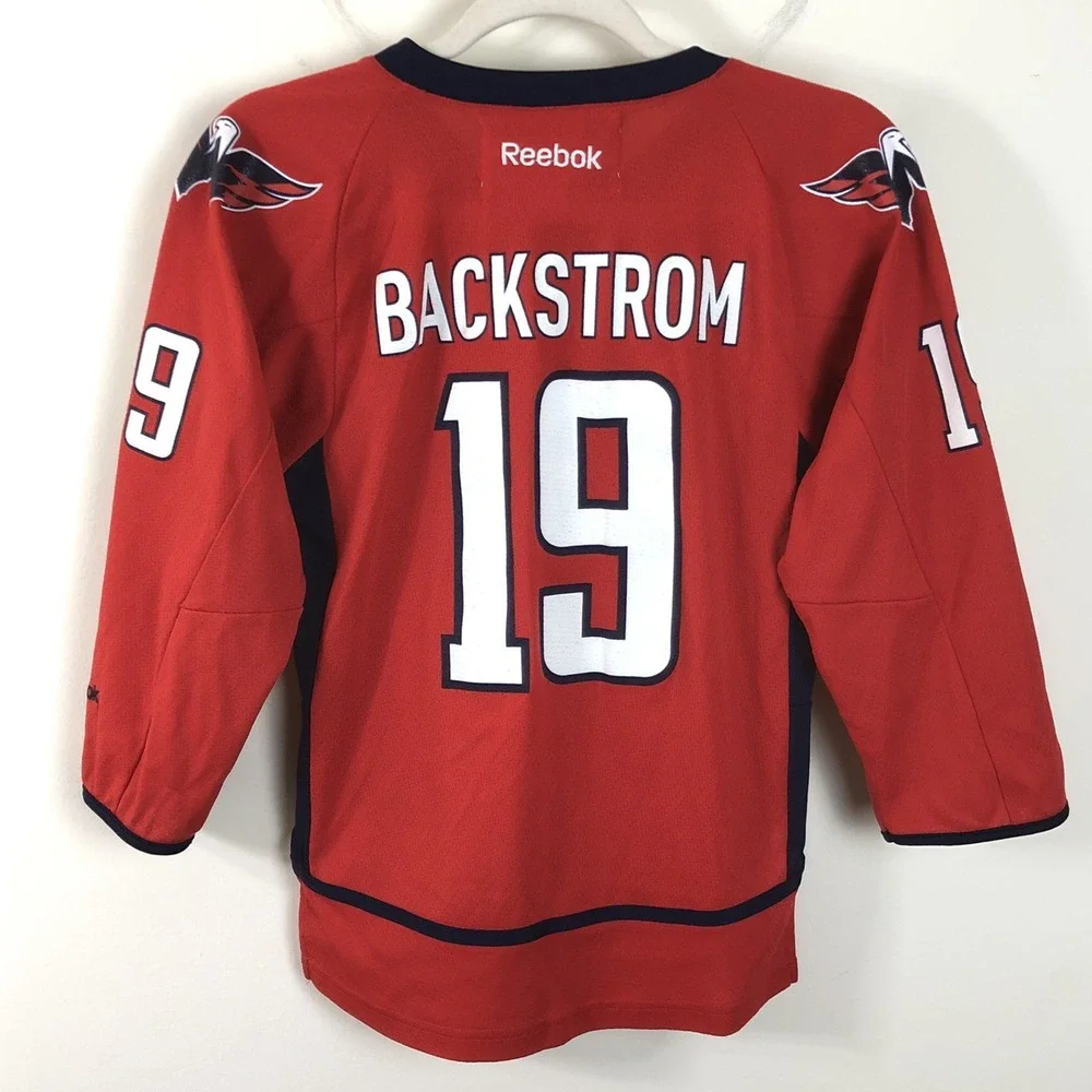 Reebok Premier NHL Washington Capitals Backstrom #19 Hockey Jersey Youth S/M Red